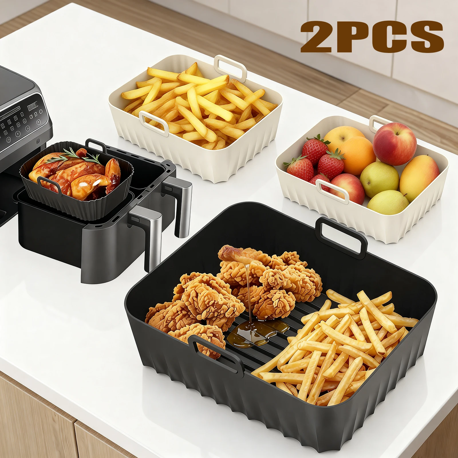 2Pcs Air Fryer Silicone Liners - Air Fryer Silicone Pot Liner recension och pris