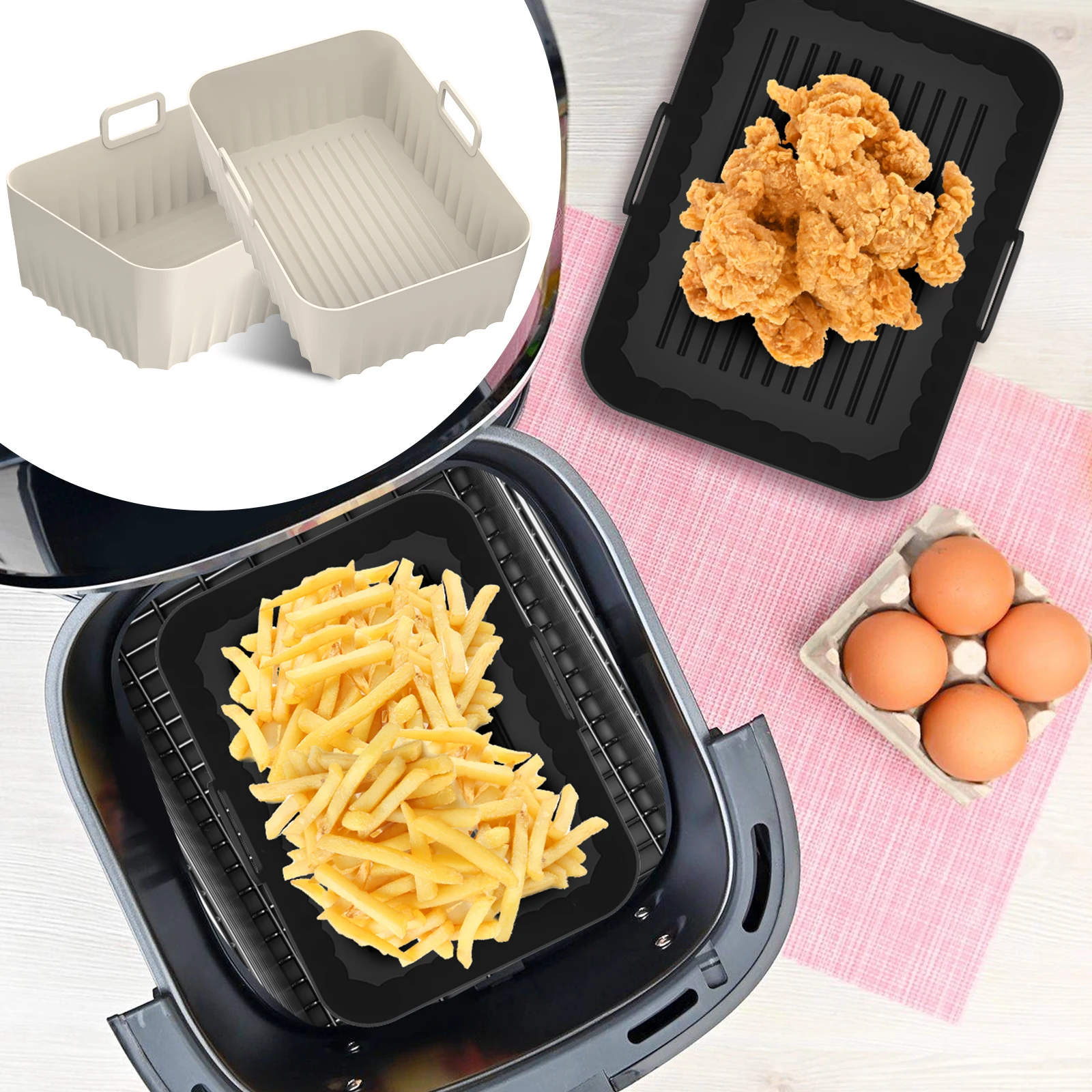 2Pcs Air Fryer Silicone Liners - Air Fryer Silicone Pot Liner recension och pris
